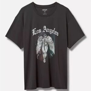 Torrid Los Angeles Angel T Shirt Embroidered Relaxed Fit Gray Plus Size 2X 2
